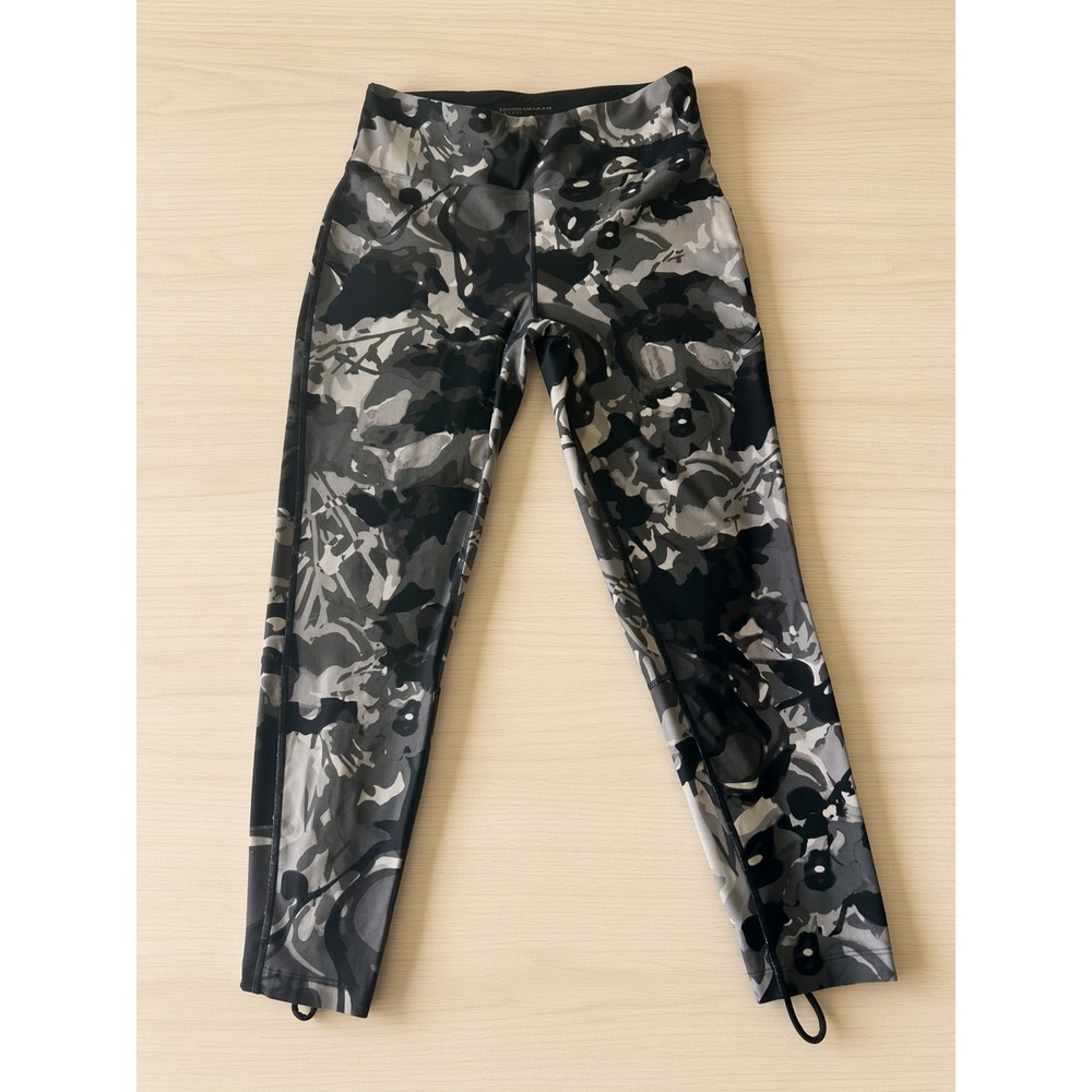 Donna Karan Active Women's M Black Gray Camo Print Lace Up Leggings